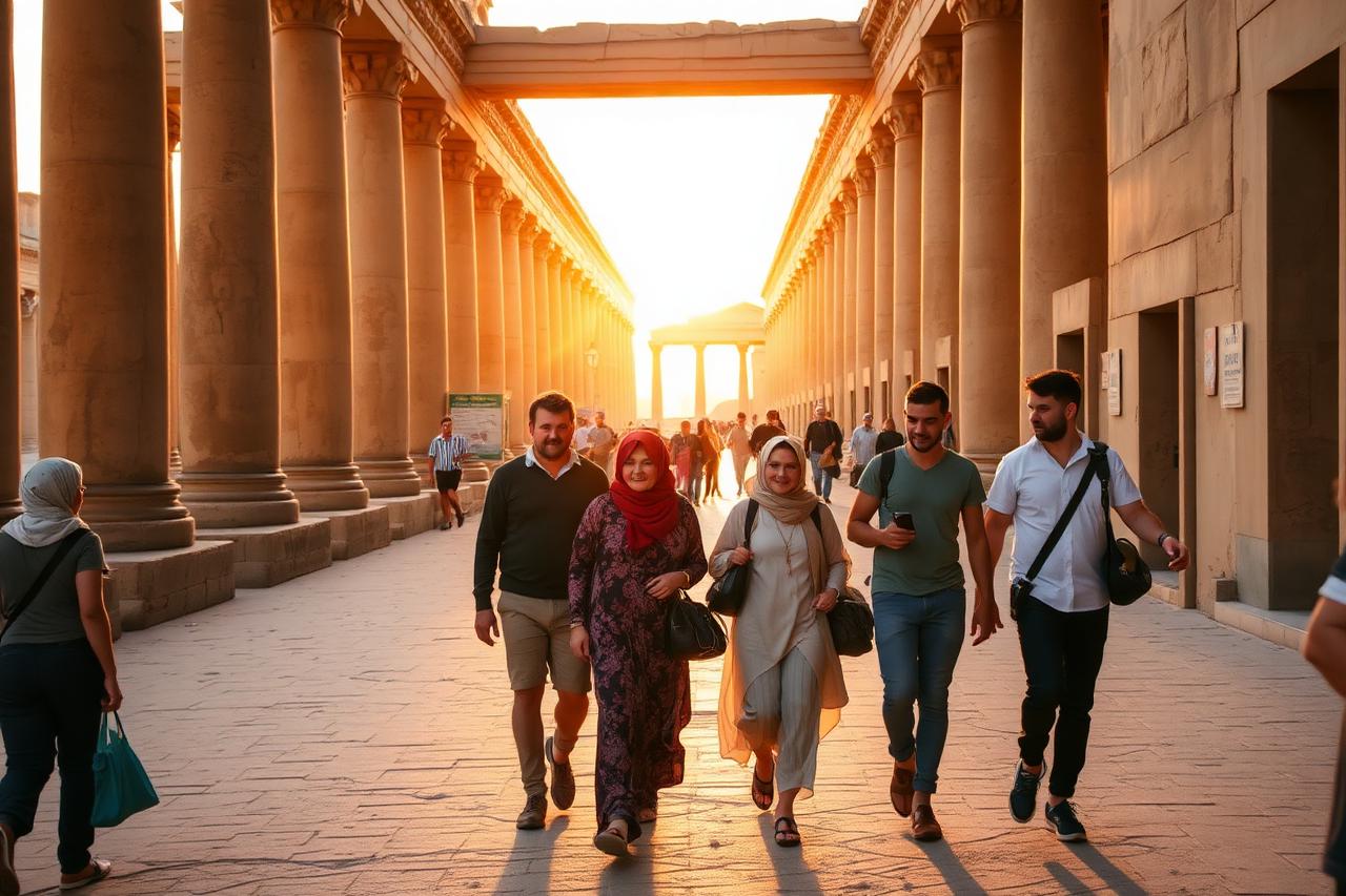 Reisegruppe in Palmyra, Syrien
